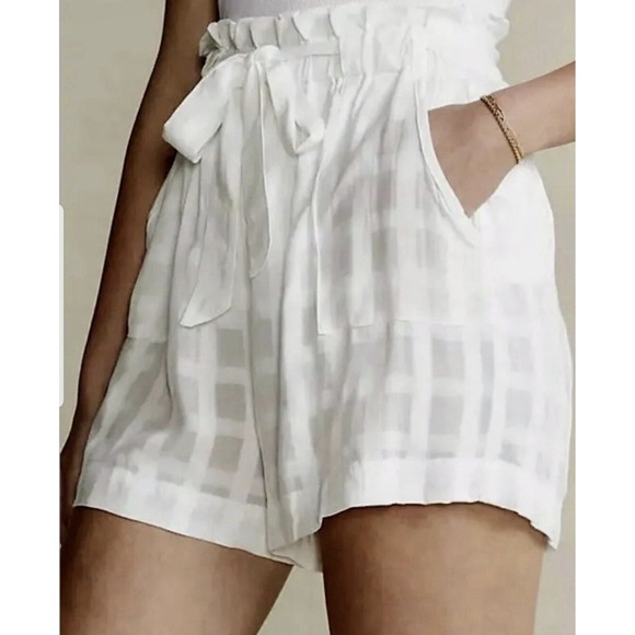 Polo Ralph Lauren Pants - NWT Polo Ralph Lauren Womens White Plaid Shorts with Waist Belt Sz XS